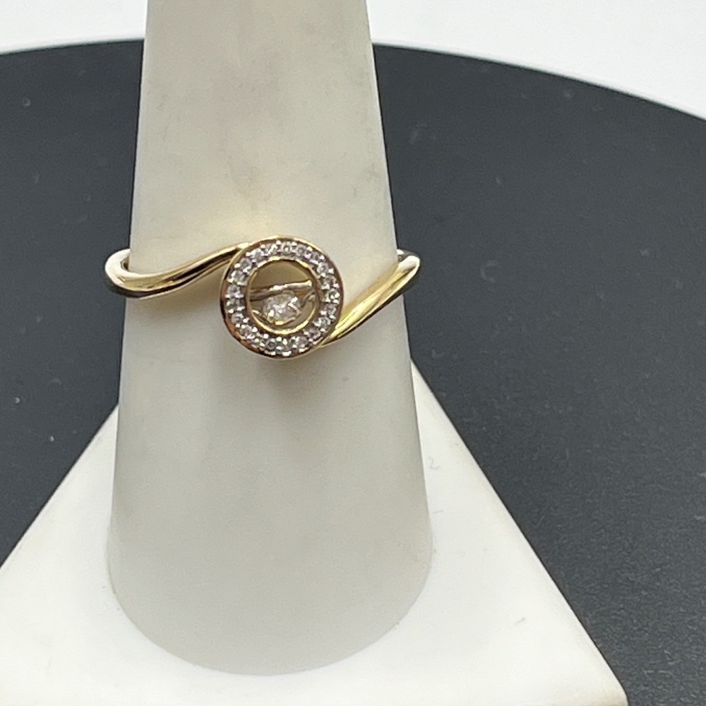 DC 14k Yellow Gold Floating Diamond Ring Dancing Stone Motion Spinner Ring 8.5